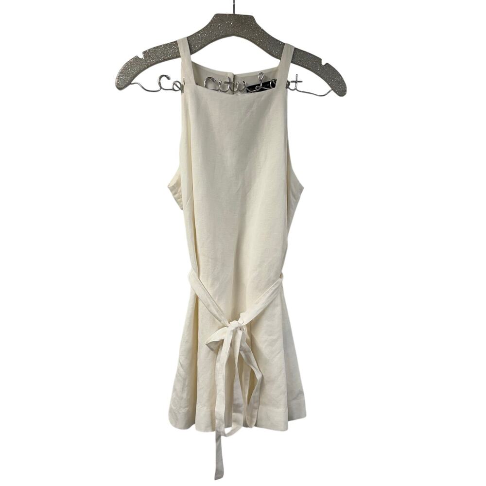 Banana Republic Top XS White Sleeveless Tunic Apron Linen Blend Basic